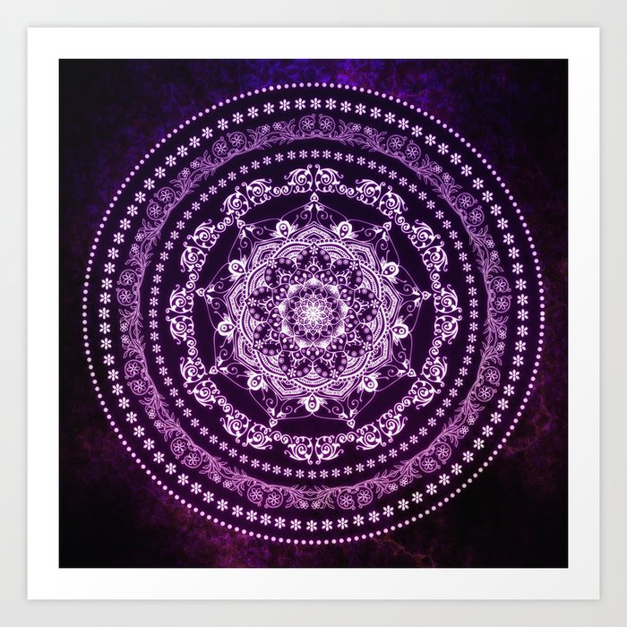 Purple Glowing Soul Mandala Art Print