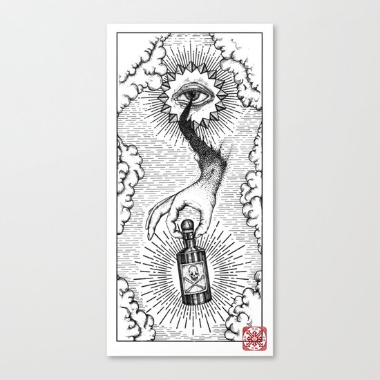 Sky god passing on the elixir of death to defeat ones enemies. Canvas Print