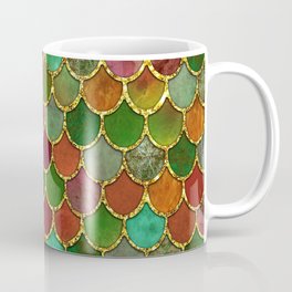 Greens & Gold Mermaid Scales Coffee Mug