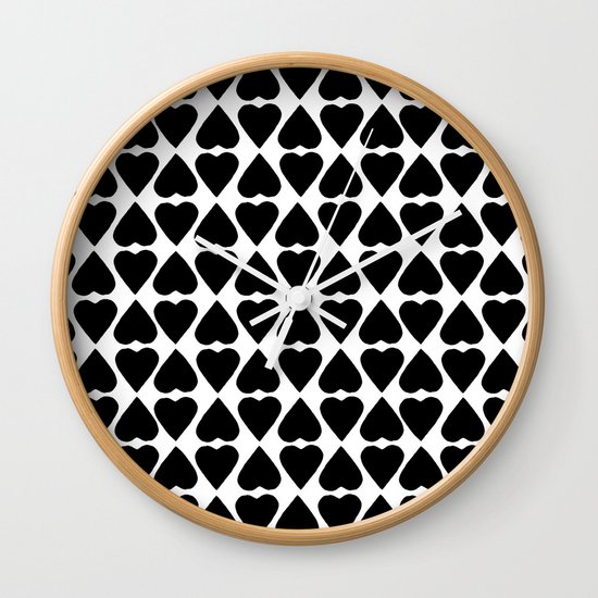 Diamond Hearts Repeat Black Wall Clock