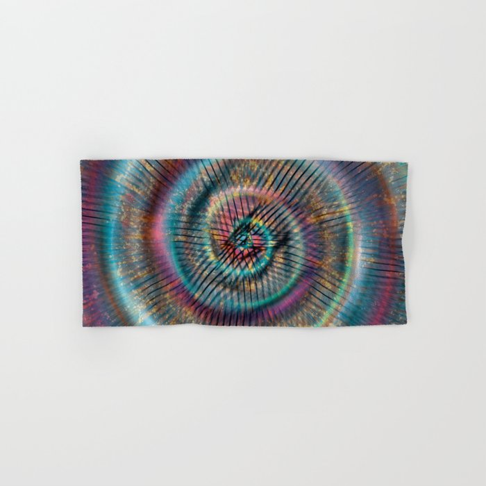 Color Sound-2 (rainbow gasoline spiral splatter) Hand & Bath Towel