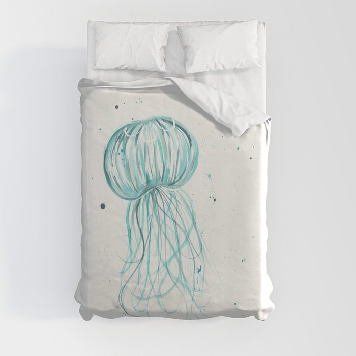 Full Jellyfish Splatter Painting Duvet Cover