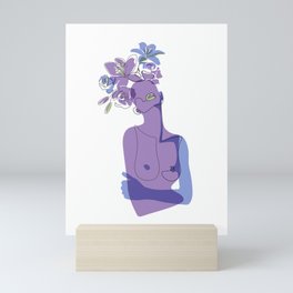 Lilac Beauty / Purple, blue and green naked woman with flowers / Explicit Design Mini Art Print