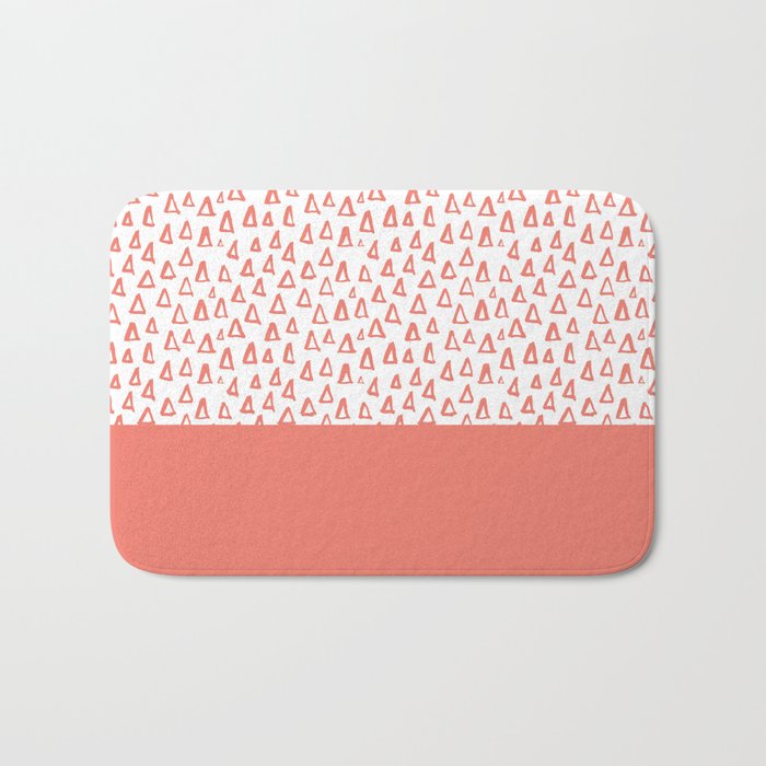Triangles Coral Red Bath Mat