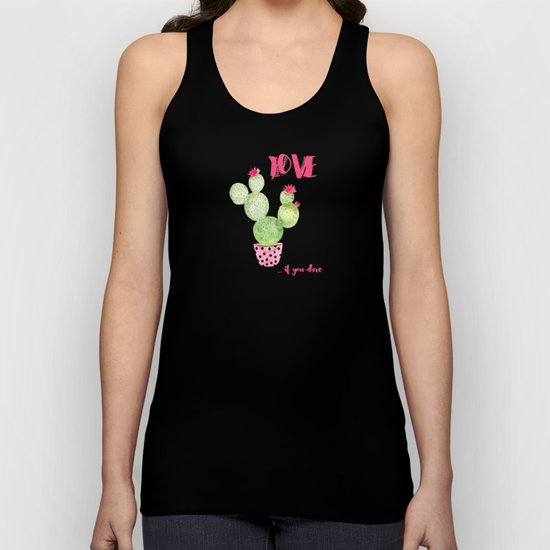 Love if you dare - Cactus watercolor illustration Unisex Tank Top