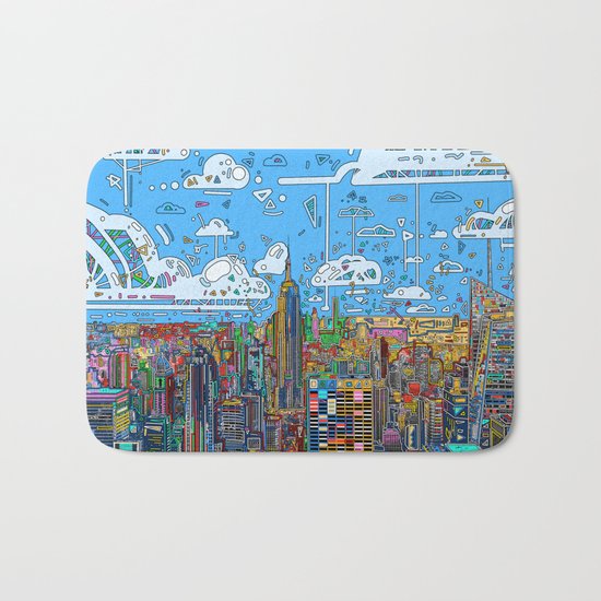 new york city skyline colorful Bath Mat