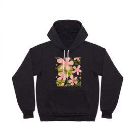 Pink Flower and Green Lotus leaves, texture and Paper Cutout Hoody