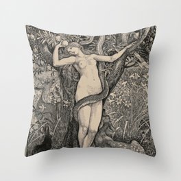 Eve And The Serpent Throw Pillow
