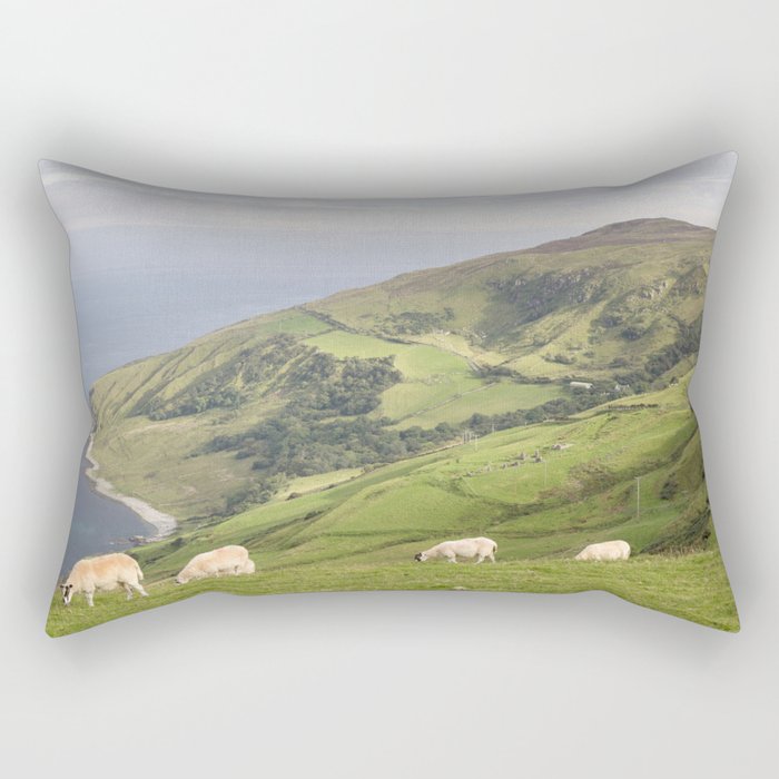 Sheep on Torr Head, County Antrim, Northern Ireland Rectangular Pillow