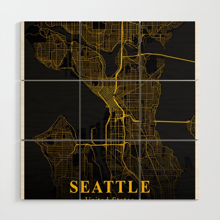 Seattle map Wood Wall Art