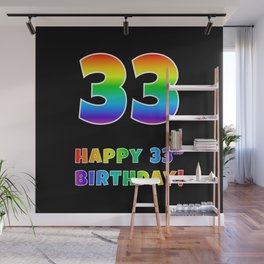 [ Thumbnail: HAPPY 33RD BIRTHDAY - Multicolored Rainbow Spectrum Gradient Wall Mural ]