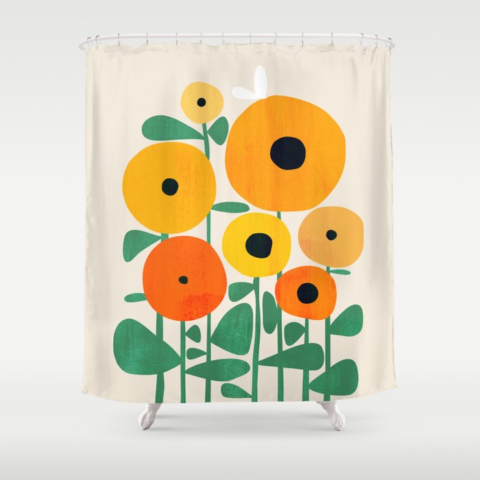 Sunflower and Bee Shower Curtain
