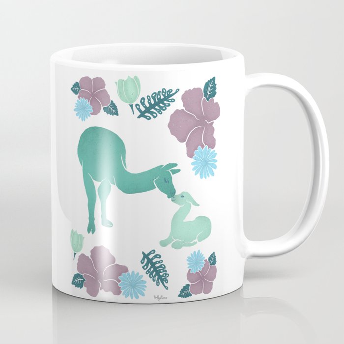 Purple & Green Floral & Llama Coffee Mug