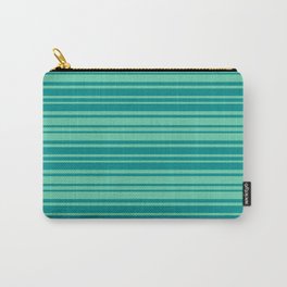 [ Thumbnail: Aquamarine and Dark Cyan Colored Stripes Pattern Carry-All Pouch ]