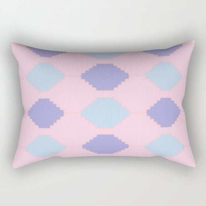 Whimsical Puzzle - Mosaic Tiles Pattern in Pink and Pastel Rectangular Pillow