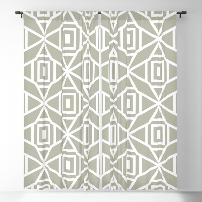Earthy Green and White Shape Tile Pattern Pairs 2022 Color of the Year October Mist 1495 Blackout Curtain