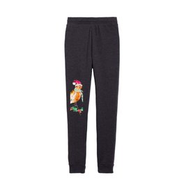 Cute Christmas bird watercolor  Kids Joggers