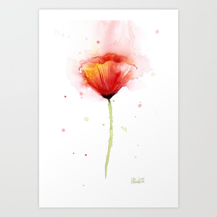 poppy flowers watercolor painting