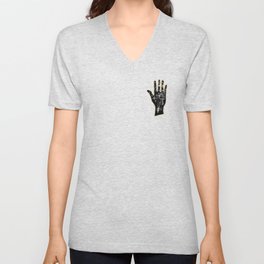 Black palmistry hand Unisex V-Neck