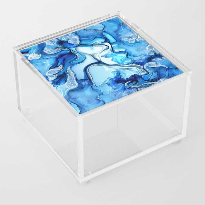 Blue Stained Glass Design: Blue Swirl Abstract Acrylic Box