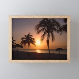 Palm trees at sunset Framed Mini Art Print