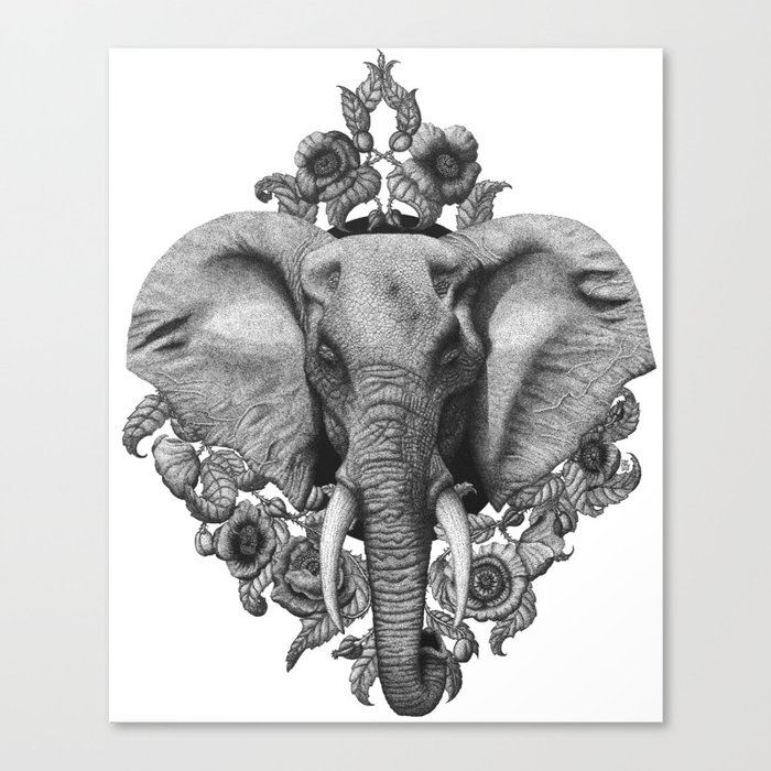 Elephant & Poppies Canvas Print by K.A.L | Society6