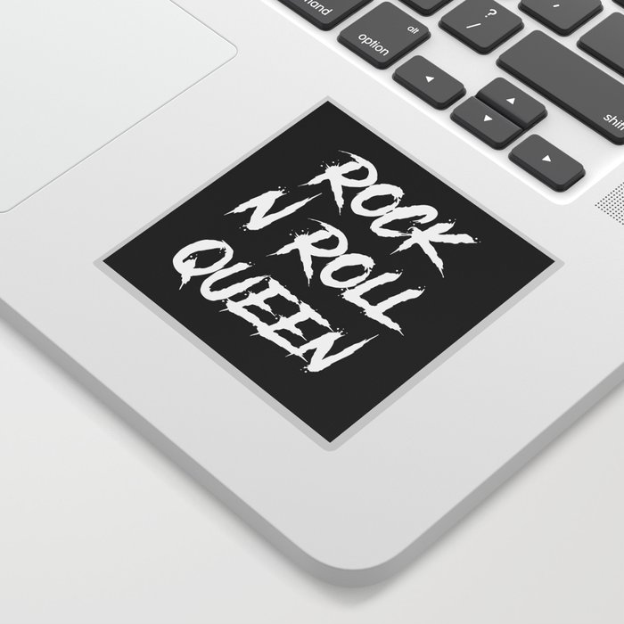 Rock and Roll Queen Typography White Sticker
