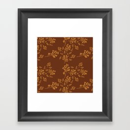 Twigs and berries on rust Framed Art Print