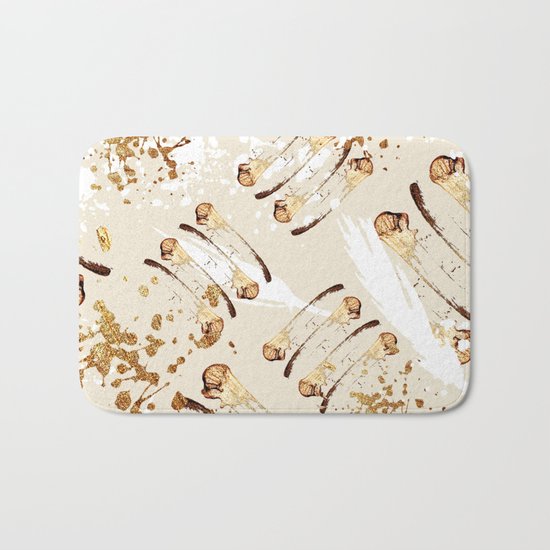 Feather peacock gold #4 Bath Mat
