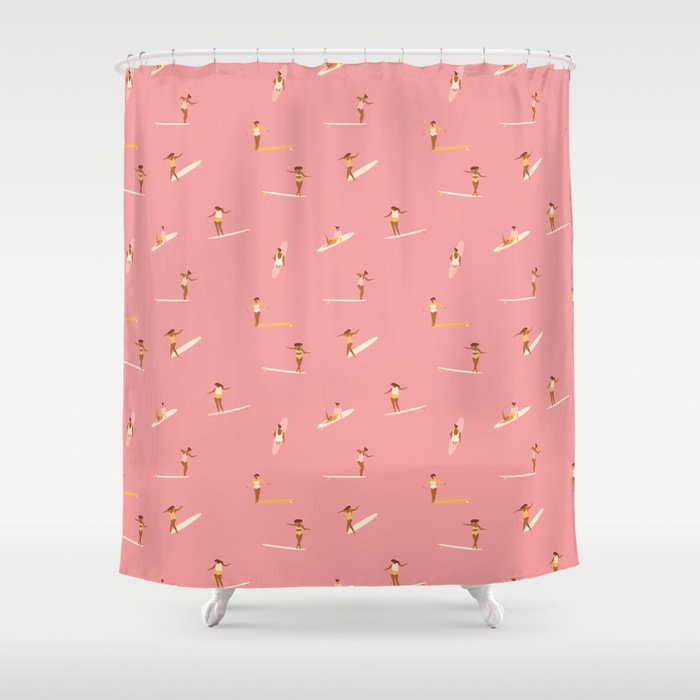 Surf girls in pink Shower Curtain