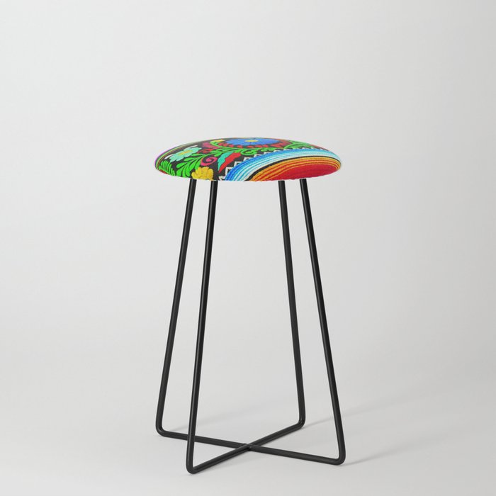 Serape and Flowers Counter Stool