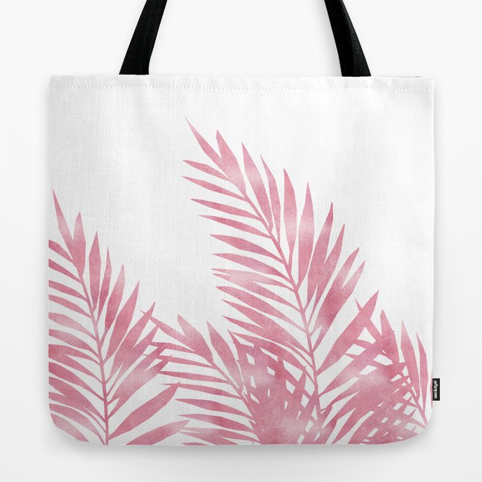 Palm Leaves Pink Tote Bag