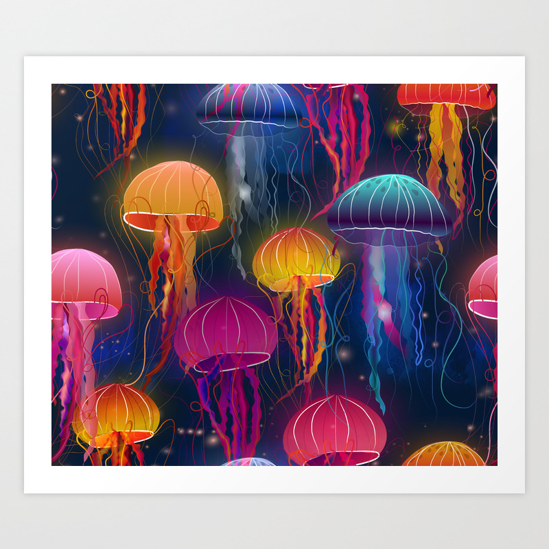 Rainbow Jellyfish Art Print By Khonkaen Society6