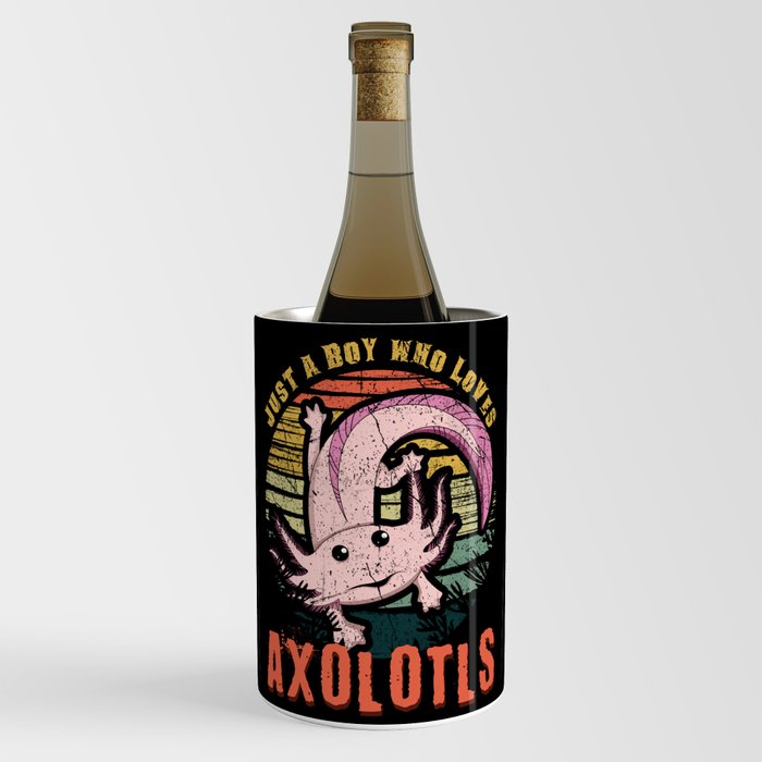 Walking Fish Kawaii Axolotl Boy Loves Axolotls Wine Chiller