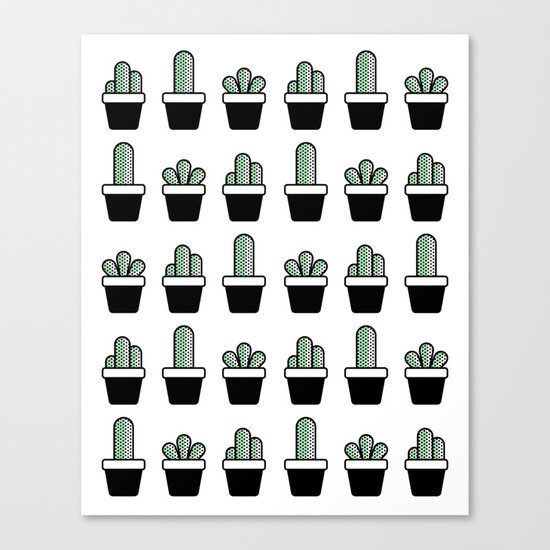 Cactus Plants Pattern Canvas Print