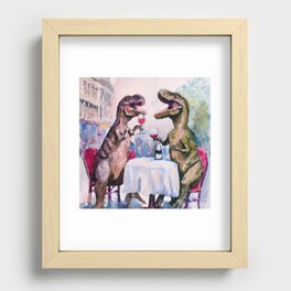 T-Rex couple date night Recessed Framed Print