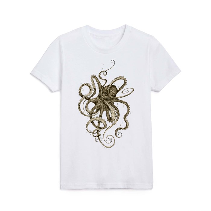 Octopsychedelia Sepia Kids T Shirt