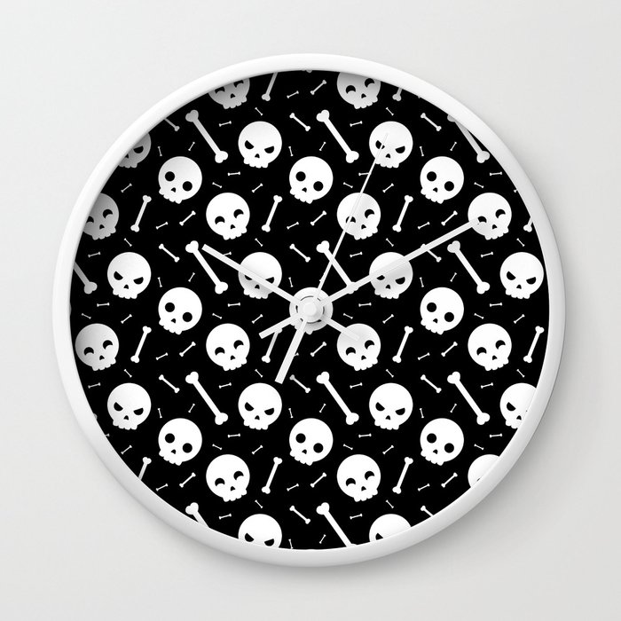 Skulls, skulls, skulls... and bones - Black Wall Clock