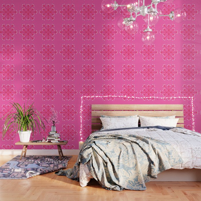 Mod Snowflake Pink Wallpaper