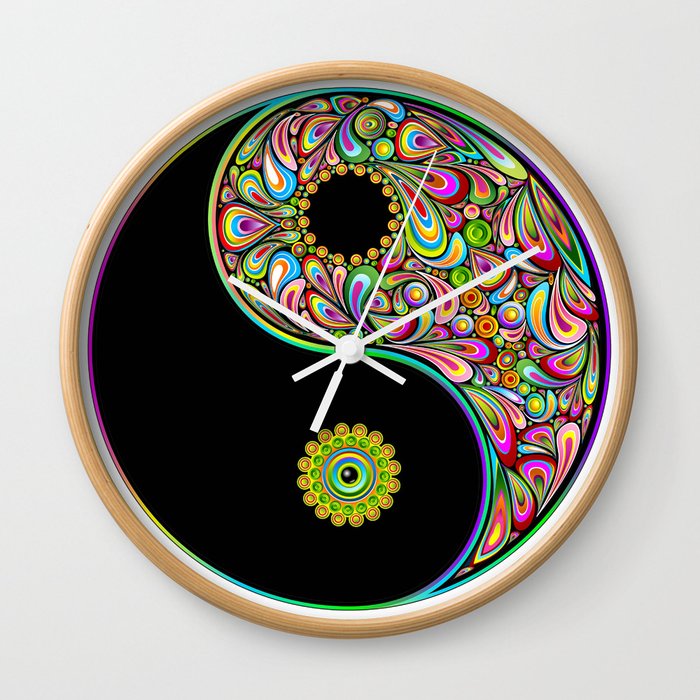 Yin Yang Symbol Psychedelic Art Design Wall Clock By Bluedarkatlem Society6