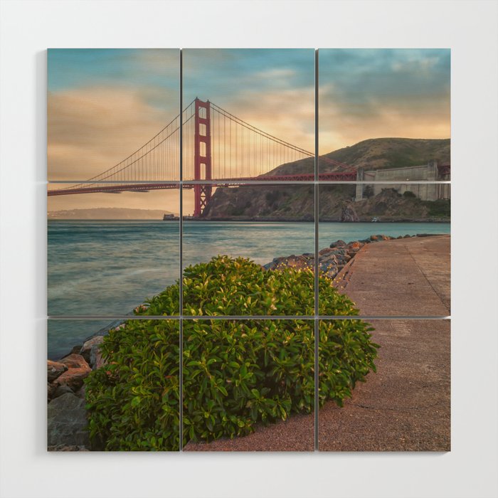 Golden Gate Sunset Wood Wall Art