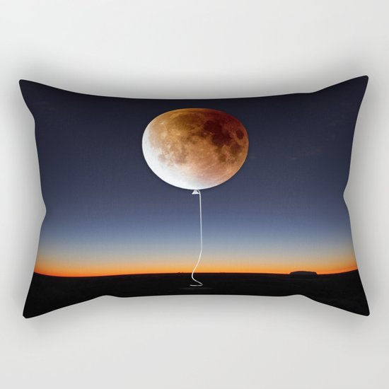 Red Balloon Moon Rectangular Pillow