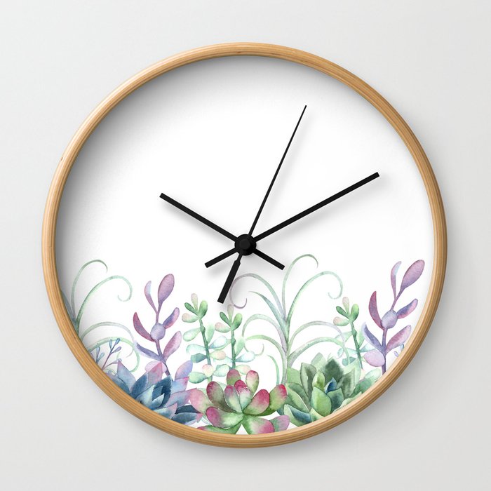 Succulents in The Garden Wall Clock