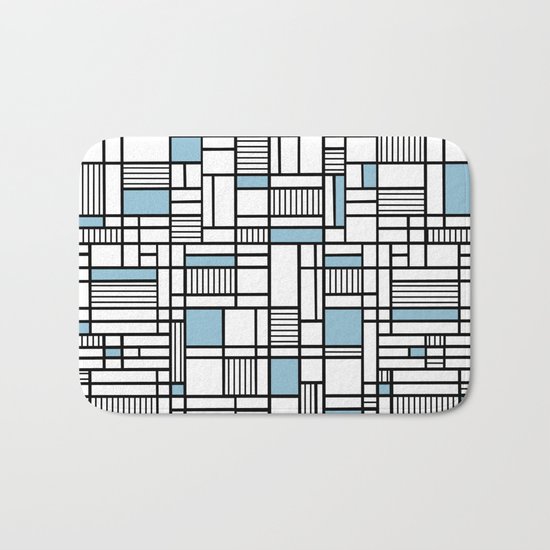 Map Lines Sky Blue Bath Mat