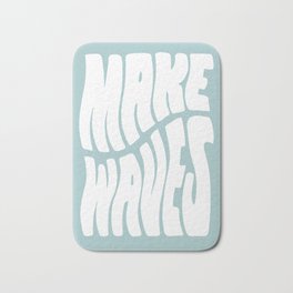 Make Waves Bath Mat | Pool, Make Waves, Beachy, Motivational, Modern, Graphicdesign, Curated, Pale Blue, Inspirational, Waves 