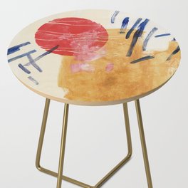 Abstract #20722 | red and yellow geometric shapes Side Table