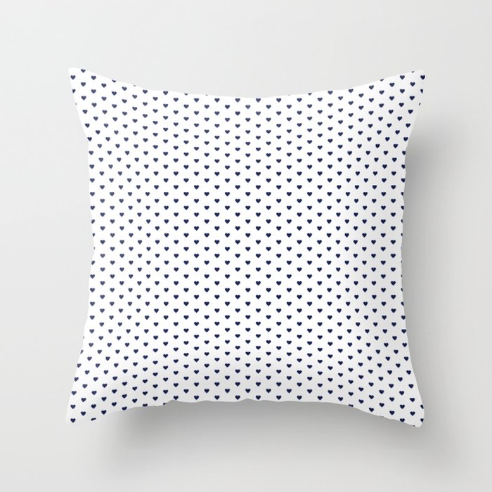 Small Navy Blue heart pattern Throw Pillow