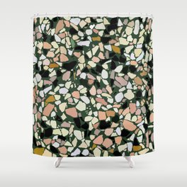 Pink and Green Terrazzo Shower Curtain