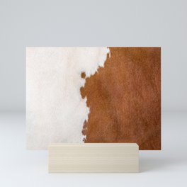 White and Brown Cowhide | Farmhouse Style Mini Art Print