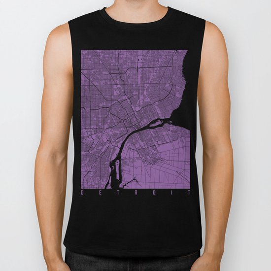 Detroit map lilac Biker Tank